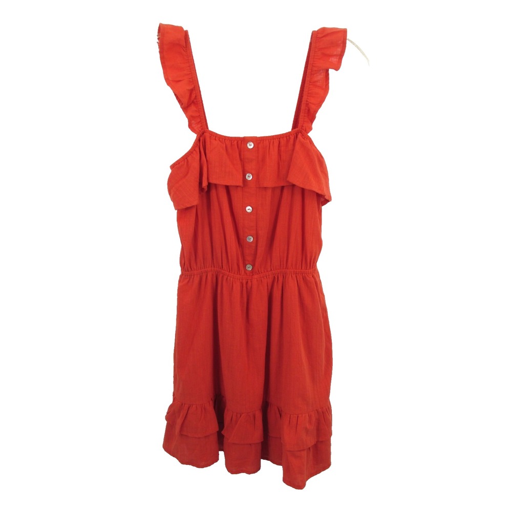 FAVLUX Girls Smock Dress Medium 8/10 Orange Tiered Prairie Cottage Core Sundress